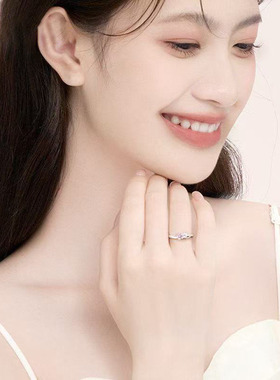星月湾925银落樱开口戒指女款