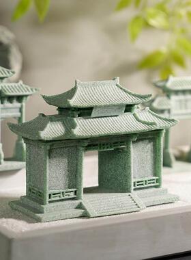 青砂石盆景创意微景观大门牌坊摆设假山流水装饰小配件