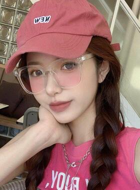 日系复古黑框渐层粉腮红眼镜女韩版潮网红方形圆脸显瘦太阳眼镜太