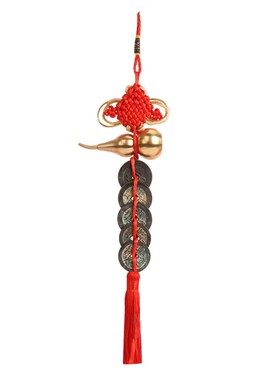 【门对门专用】化解吉祥镇宅招财压门槛葫芦挂件五帝上铜钱币真品