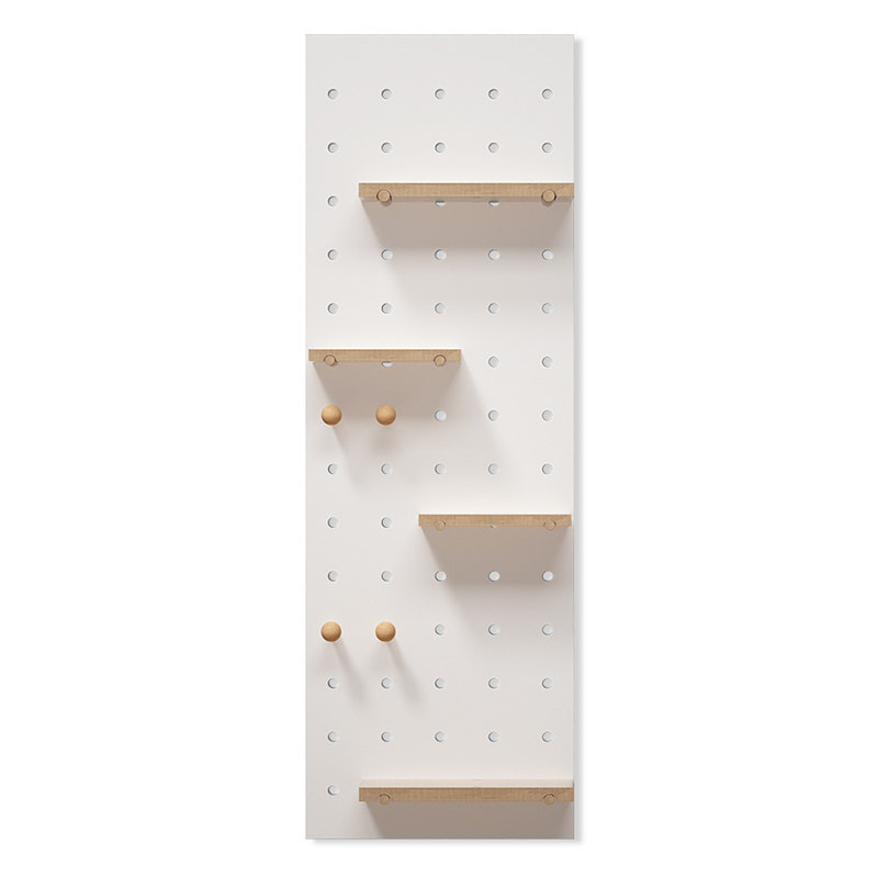 Customized hole board solid wood wall decoration partition wooden living room entrance Nordic wall hanging storage rack