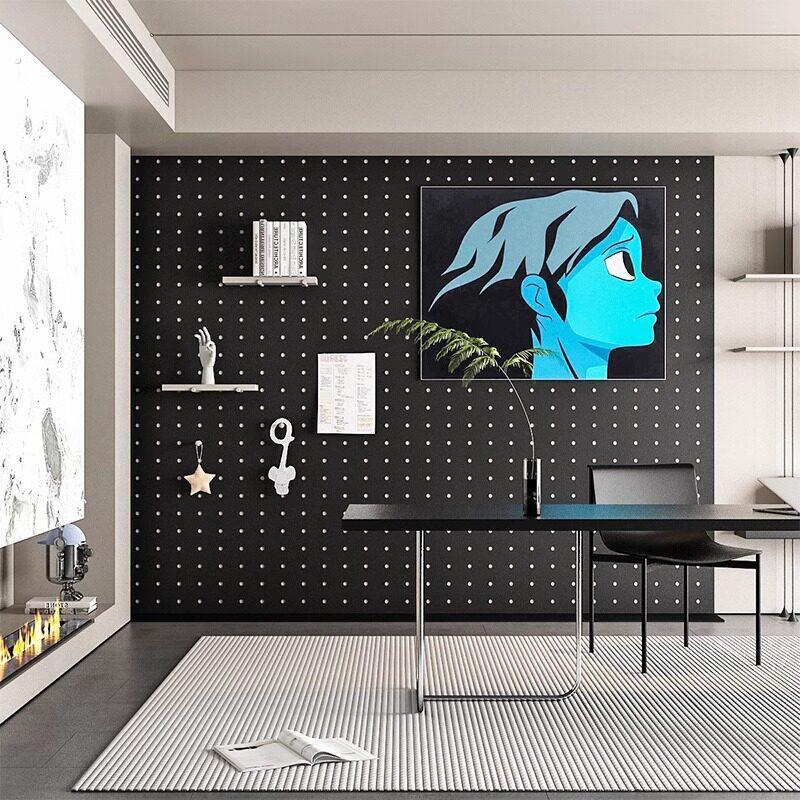 Entrance entrance hole board storage black customized solid wood bedroom storage hanging clothes gaming room decoration display rack