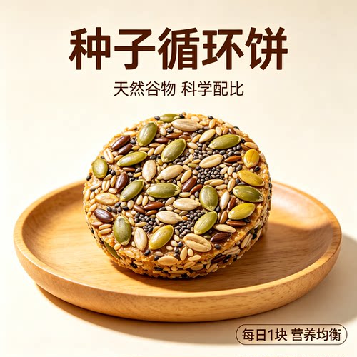 种子循环饼南瓜籽芝麻无加蔗糖天然营养饼干代餐饱腹下午滋茶补 - 图1