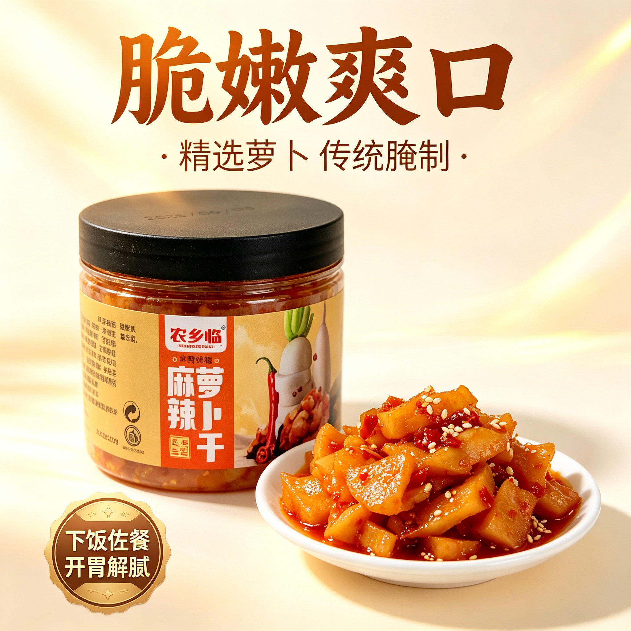 麻辣萝卜干罐装210克下饭菜农家特产酱菜香辣脆萝卜干咸菜罐装