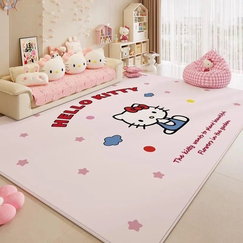 Cartoon cute pink cat diatom mud wear-resistant carpet