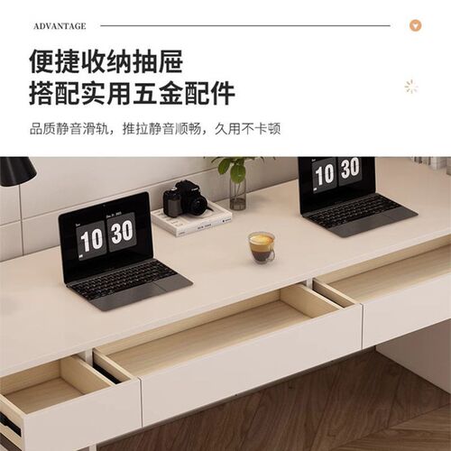 匠郁苑实木电脑桌书架书桌书柜一体家用台式写字桌卧室实木办公桌 - 图3