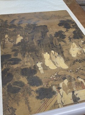 明 仇英 西园雅集图 文人装饰画工笔人物国画名家仿古画微喷挂轴