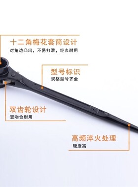 德国进口尖尾棘轮快速扳手双向齿轮套筒架工扣件自动扳手三用开口
