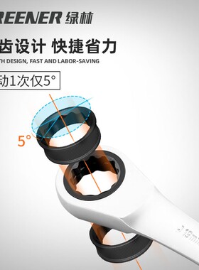 绿林棘轮快速扳手套装工具大全两用省力多功能套筒双头活动可换头