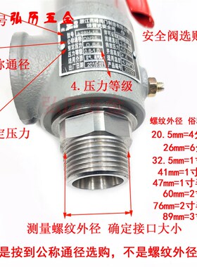 弹簧式全启式安全阀泄压阀储气罐安全阀A28H-16蒸汽发生器锅炉阀