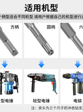 电锤加宽扁头凿子合金冲击钻头超硬电镐镐头六角柄方柄圆柄尖凿子