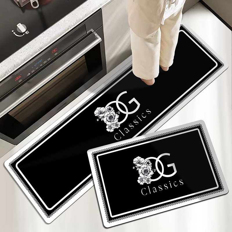 High-end retro kitchen special floor mats, water-absorbent diatom mud, household anti-slip and anti-fall customizable dirt-resistant floor mats and carpets