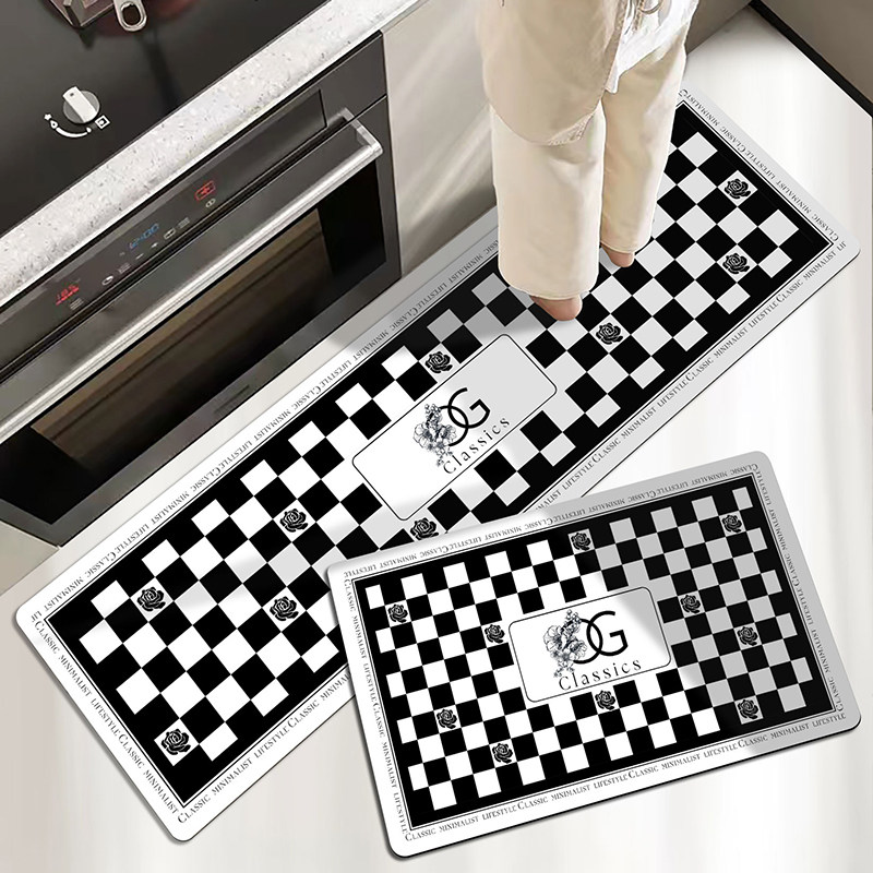 High-end retro kitchen special floor mats, water-absorbent diatom mud, household anti-slip and anti-fall customizable dirt-resistant floor mats and carpets