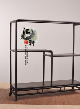 盆景茶壶原木展示架实木多宝格茶具展架微型展示小圆形摆件组合架