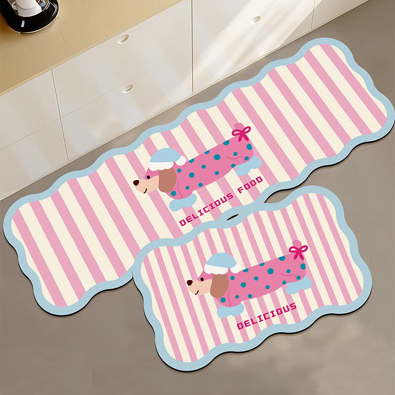 Cartoon kitchen floor mat long diatom mud wipeable no-wash absorbent carpet non-slip foot mat bathroom door mat
