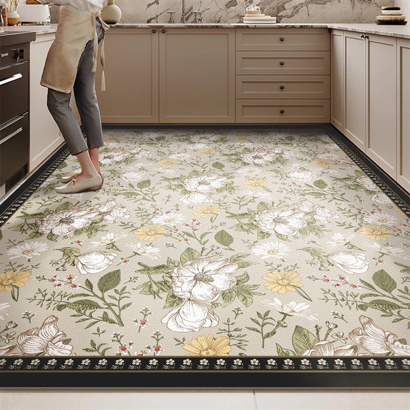 Large-area floor mats for kitchens, non-slip and oil-proof, absorbent, scrubbable, no-wash large-size floor mats