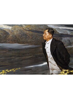 疾风-油画装饰画邓小平画像书房客厅中式工业风伟人装饰壁画实木