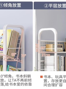 儿童书架落地可移动铁艺绘本架学生书本玩具收纳层架简易书柜置物