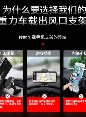 汽车用重力支架卡扣式出风口车内支撑万能通用导航仪表台风口支驾