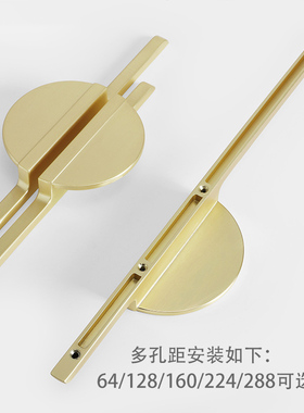 金色拉手衣柜橱柜双开门简约欧式轻奢半圆黄铜抽屉柜子柜门把手