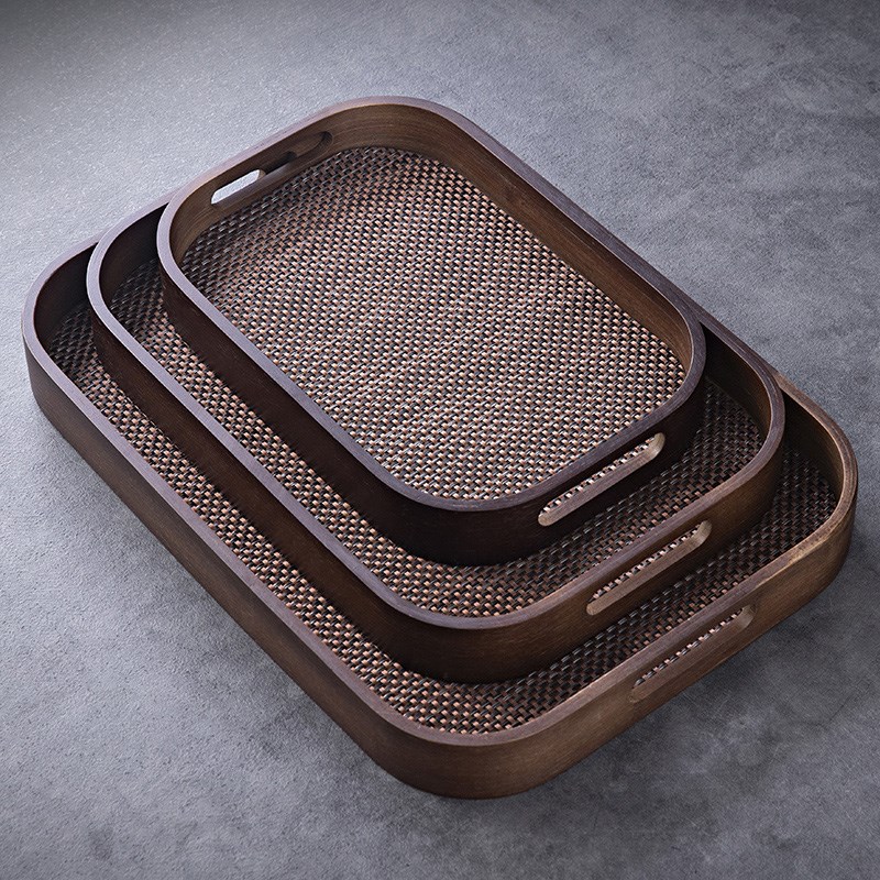 Restaurant serving tray retro walnut color tea set tea tray tea cup serving serving home living room coffee table cup snack tray