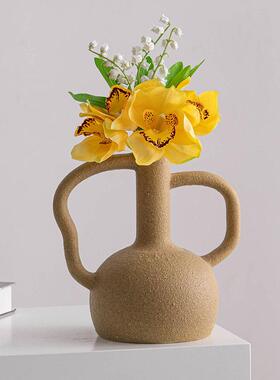蜀门北欧磨砂白色简约陶瓷装饰干花鲜花花客厅插花玄关摆件花器