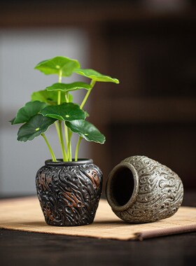 新中式复古创意小花器陶瓷摆件禅意家居茶室博古架桌面小装饰摆设