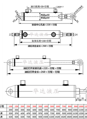 2吨液压油缸双向升降小型HSG40缸径 单缸电动液压缸重型手动微型