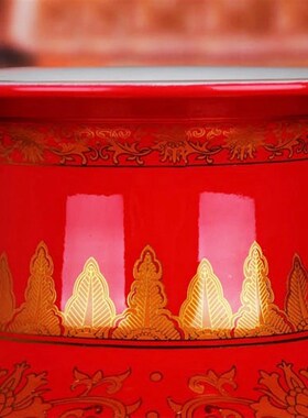 景德镇陶瓷器落地大花瓶 中国红描金花瓶 结婚礼品 新房装饰摆饰
