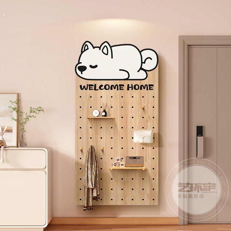 Creative shape hole board entrance wall storage rack background wall hanging board entry storage shelf wall display rack