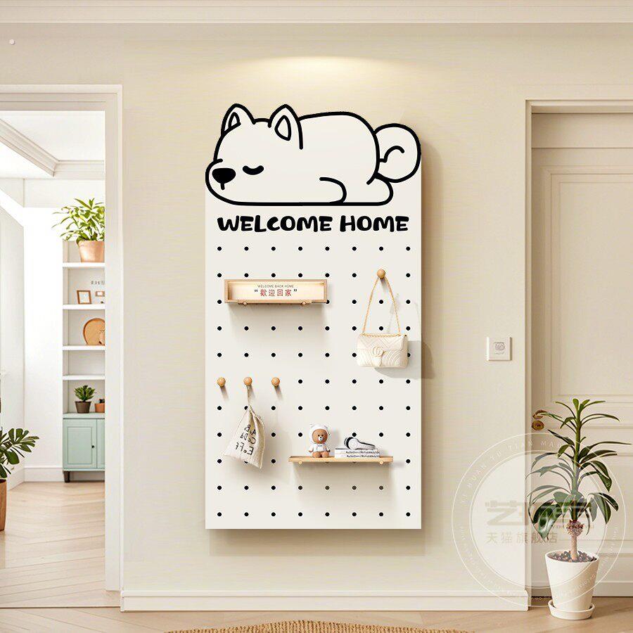Creative shape hole board entrance wall storage rack background wall hanging board entry storage shelf wall display rack