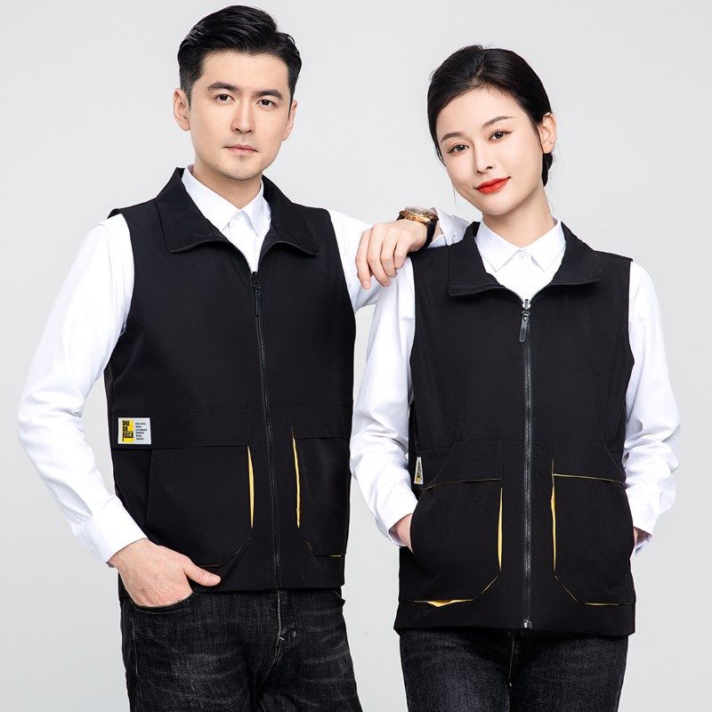 Double-sided wearable work clothes vest, custom printed logo photography E photography multi-pocket vest, volunteer supermarket horse