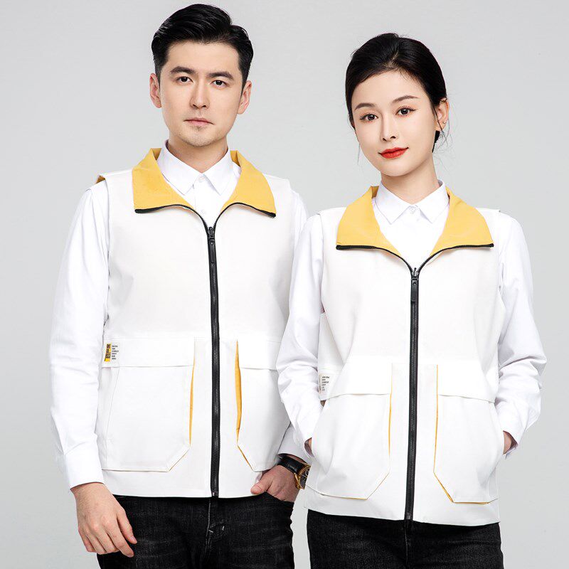 Double-sided wearable work clothes vest, custom printed logo photography E photography multi-pocket vest, volunteer supermarket horse