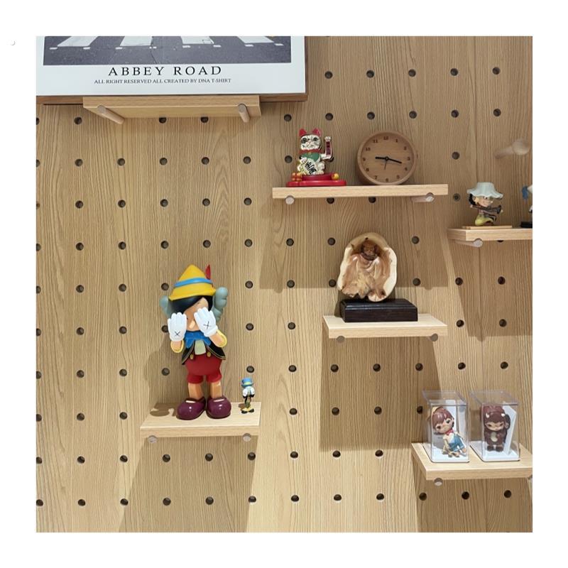 Solid wood hole board custom display rack wooden desktop wall desk storage wall entrance entrance door storage rack