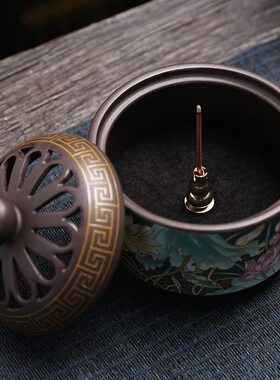 甄选仿古景泰蓝香炉工艺品摆件创意家居室内香插香道珐琅彩盘发香