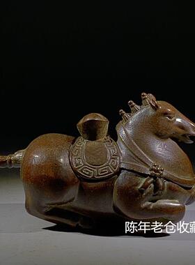 明清古典老货收藏老物件古董文玩铜器铜塑唐马生肖马装饰摆件