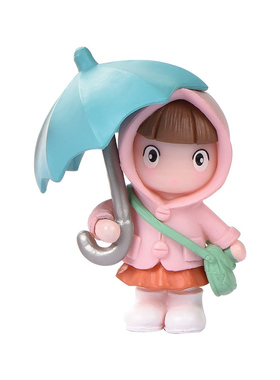 看撑伞的小女孩公仔玩具 创意桌面摆件少女心装饰小物件儿童礼品