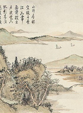 董诰国画斗方形山水画名家字画原作艺术微喷覆制品宣纸画心未装裱