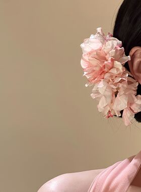 氛围感中式花朵发钗侧边夹