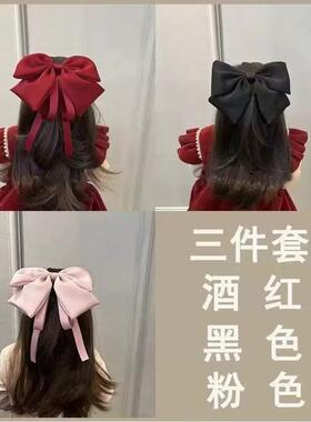 女宝宝头饰大蝴蝶结发饰发夹公主后脑勺过新年小女孩红色女童发饰