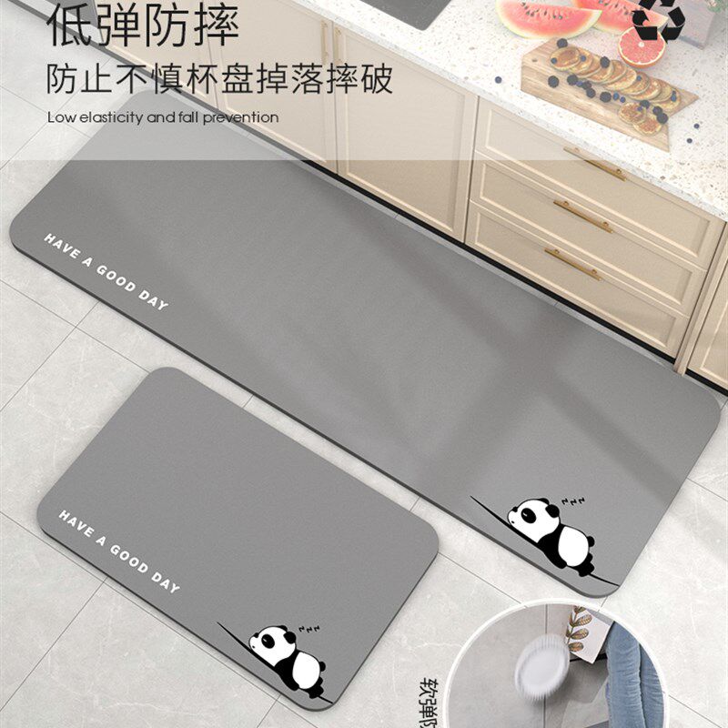 Kitchen floor mats are non-slip and oil-proof, wipeable and wash-free, diatom mud absorbent mats, cartoon waterproof and anti-dirty floor mats, and dirty-resistant carpets.