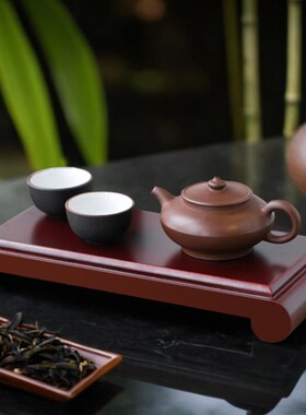 长方形石头底座可定制挖槽貔貅佛像观音工艺品木质增高台摆件刻字
