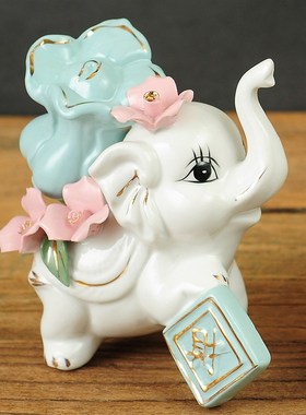 大象摆饰客厅卧室物婚礼结房间电视柜酒柜装饰品创意家居摆瓷陶设