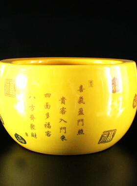 景德镇金黄色陶瓷聚宝盆摆件旺财家用招财聚财陶瓷罐子催财陶瓷缸