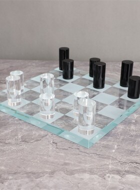北欧圆柱水晶棋盘样板房售楼部卧室客厅餐厅书房桌面家居饰品摆件