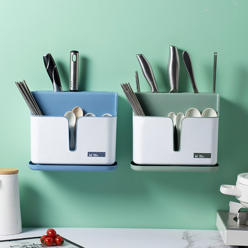 Chopstick cage knife holder integrated wall-mounted chopstick cage storage rack drain household chopstick tube kitchen chopstick tube storage box