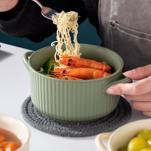 家用陶瓷泡面杯带盖子泡面碗宿舍用学生可微波吃饭碗汤碗方便面碗 - 图2
