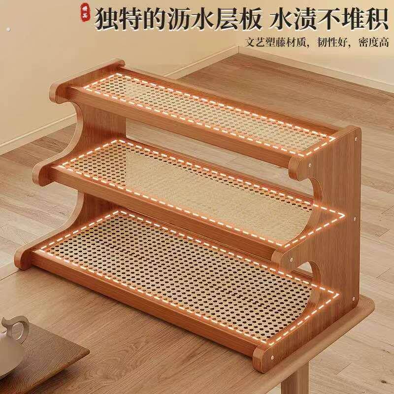 Desktop Bogu rack storage rack Chinese tea cup rack purple sand pot display rack tea set tea table storage storage rack