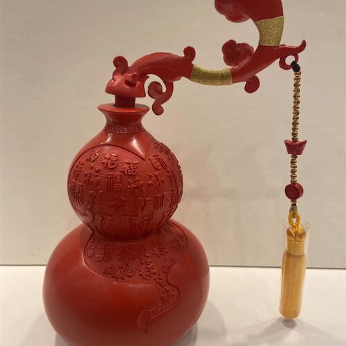 1然保真朱米红砂如意百福葫芦家中摆件摆台直径80高天60毫砂左右 - 图3