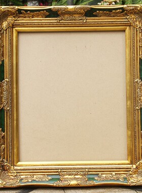 鹿艺画框实木角花框油画框暗绿色金色复古画框宽度11.5cm厚度5cm